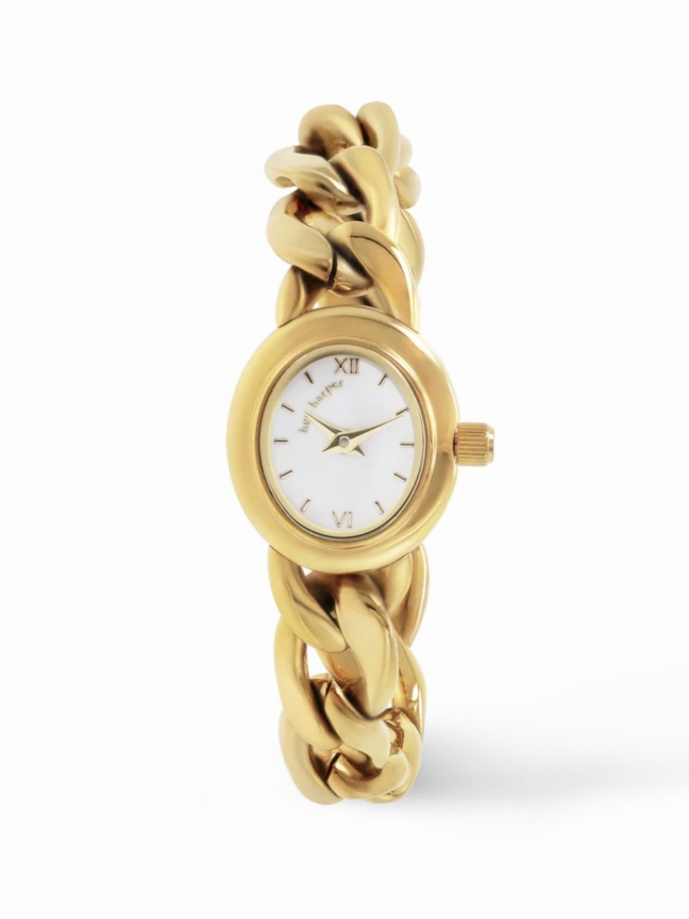 DNA Gold Chain-Link Women's Watch - Pearl